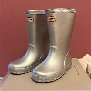 Hunter Kids Silver Metallic Rain Boots